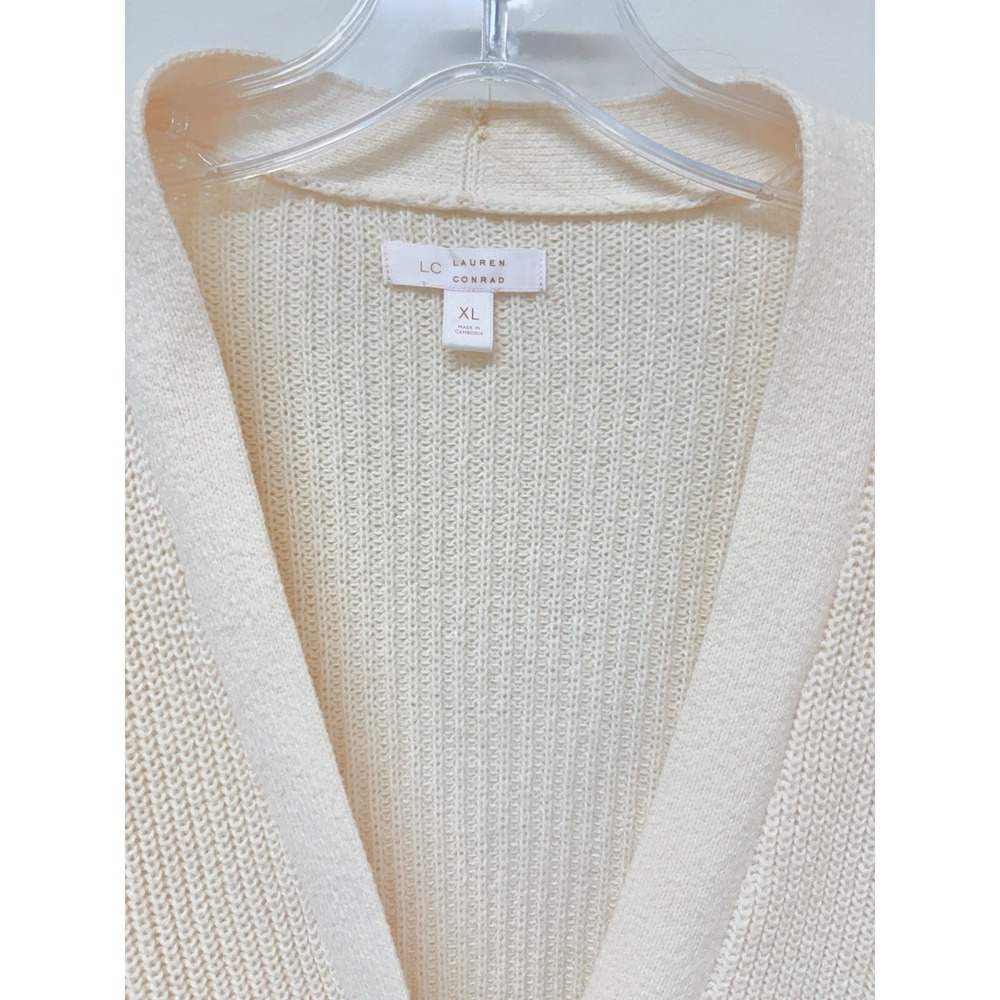 LC Lauren Conrad Women's Textured Cardigan Sweater L - Cream Chunky Knit 90's - Picture 6 of 14